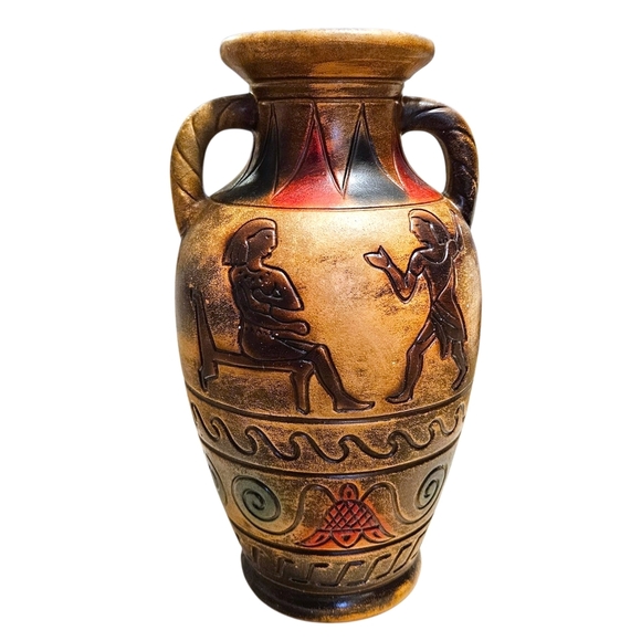 VTG Japanese Vase with Classical Motif Lions 9” Ceramic Urn 1950s-1970s Japan - Picture 6 of 14